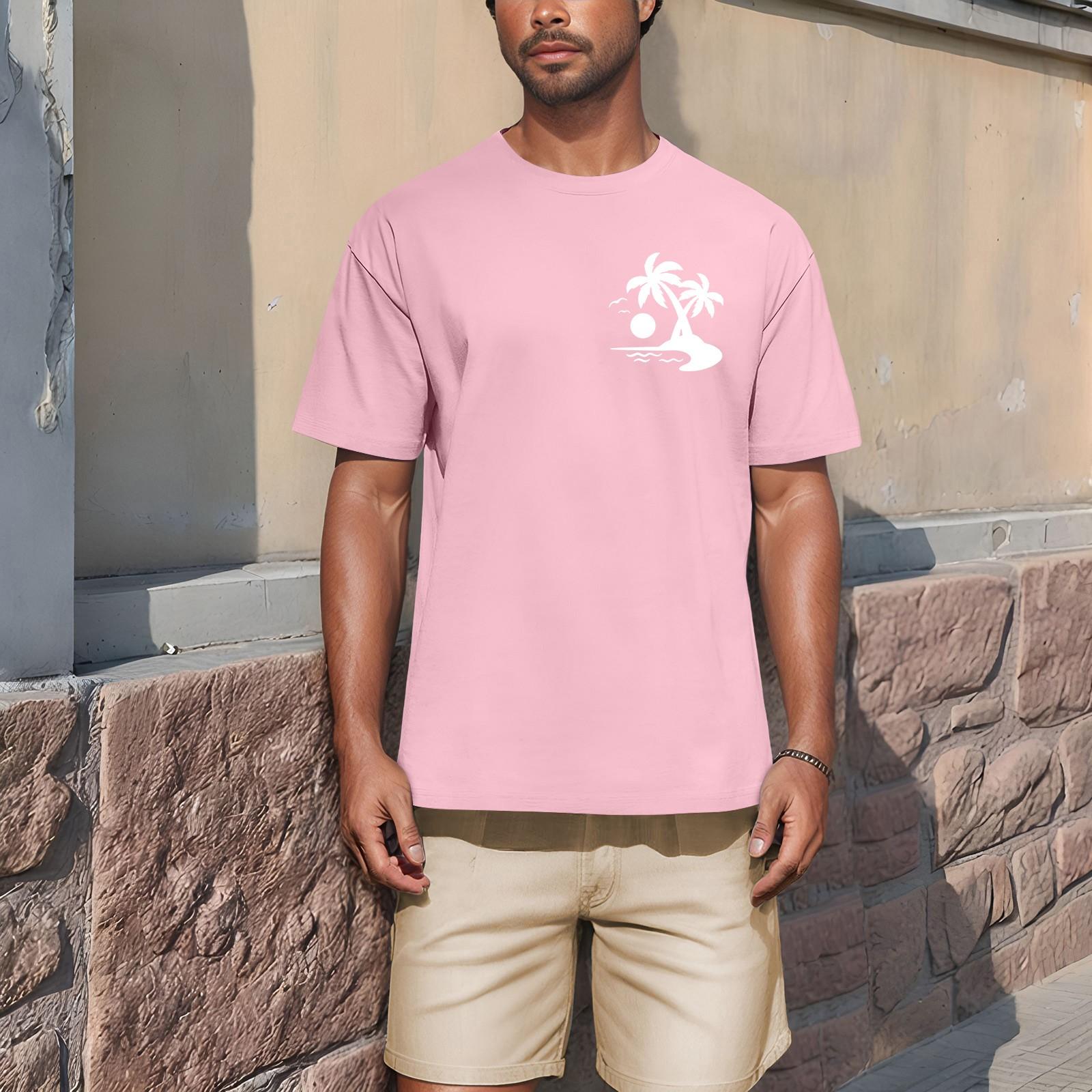 

Чоловіча модна футболка, вуличний повсякденний одяг з коротким рукавом XXL рожевий