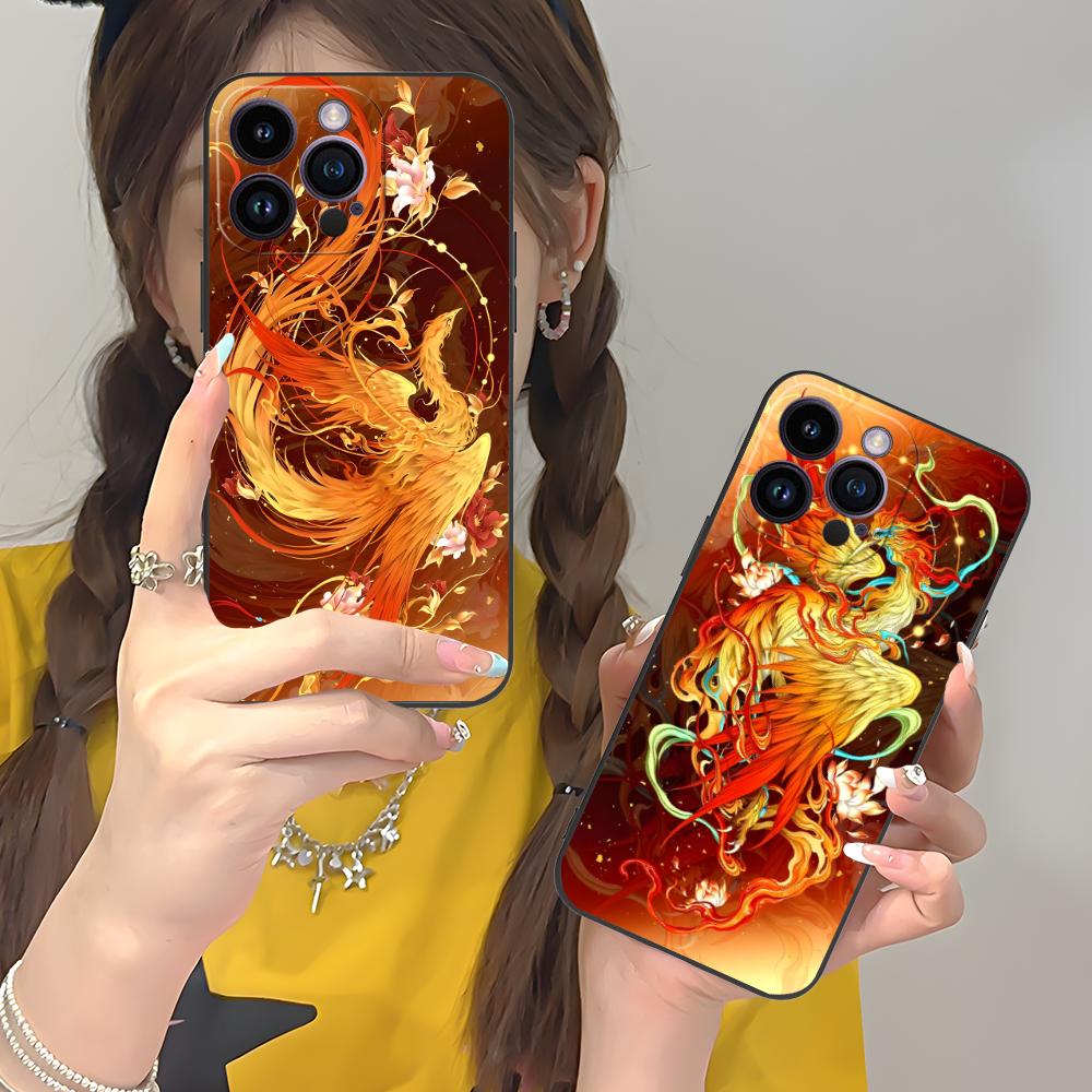 Luxus Phönix Handyhülle für iPhone 17 16 15 14 13 12 11 X XR XS 8 7 Air Pro Max Plus Mini Bunte Hülle Hübsch