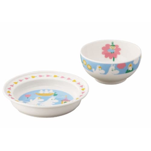 Yamaka Shoten MOOMIN "Baby & Kids" Plate & Bowl Set (Gift Boxed) Microwave & Dishwasher Safe, Moomin Merchandise, Nordic Style, Mother's Day Gift, Tab