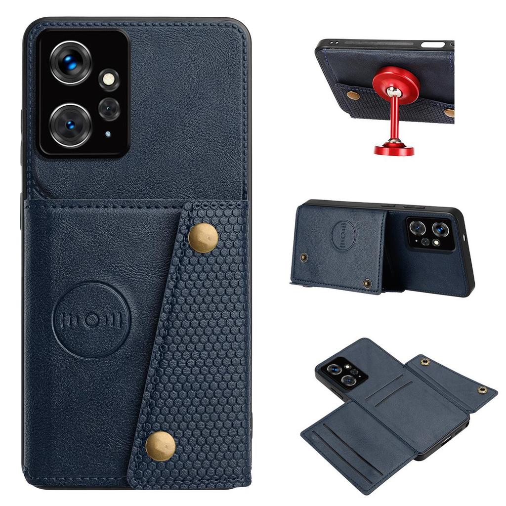 PU Leather Wallet Phone Case for Xiaomi Redmi Note 12 4G Multiple Card Slots Dual Metal Button Closure Shockproof Full‑Body Protective Cover