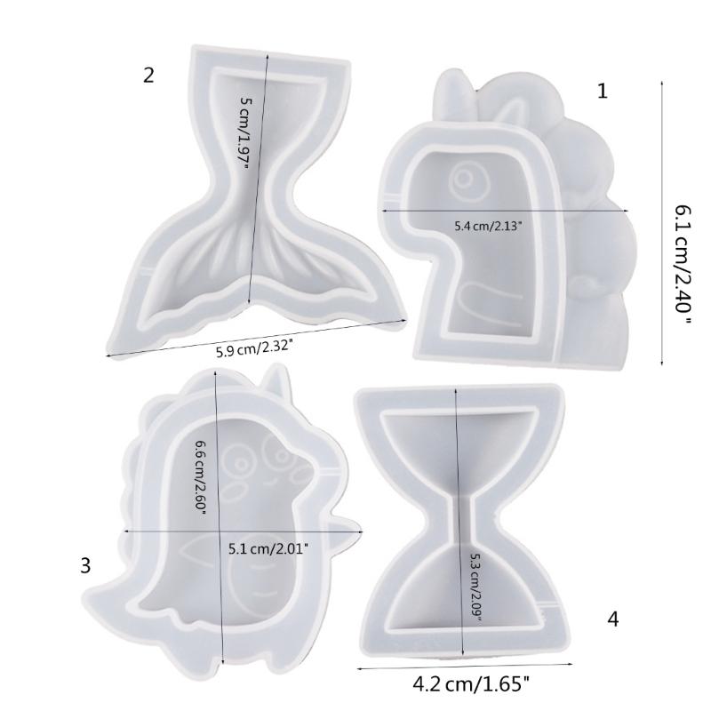 Hourglass Keychain Silicone Mold Epoxy Resin Casting Dinosaur Charm Molds Craft