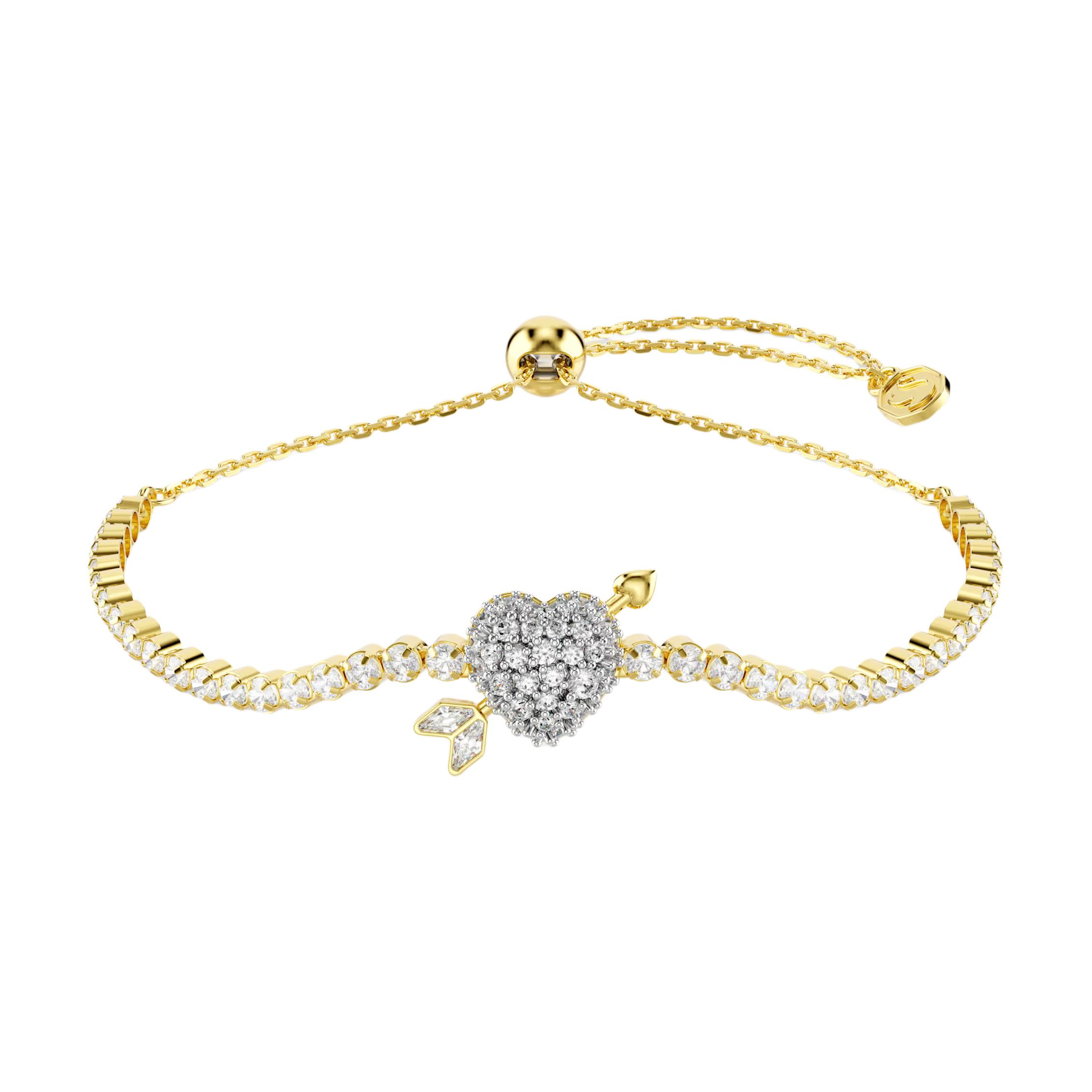 Swarovski Idyllia Heart Pattern Design Cubic Zirconia Bracelet Women bracelet Gold 5744061 Box (Random Color)