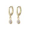 2 Paires Boucles d'Oreilles Créoles Petites Câlins en Acier Inoxydable Pour Femmes Petit Pendentif Cristal Zirconium Boucles d'Oreilles Cartilage Bijoux Piercing