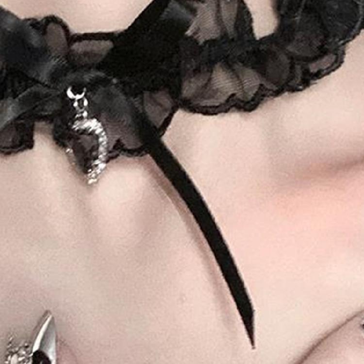 Bows Choker Lolit Choker Necklace Ribbon Choker Vintage Lace Choker Goth Choker