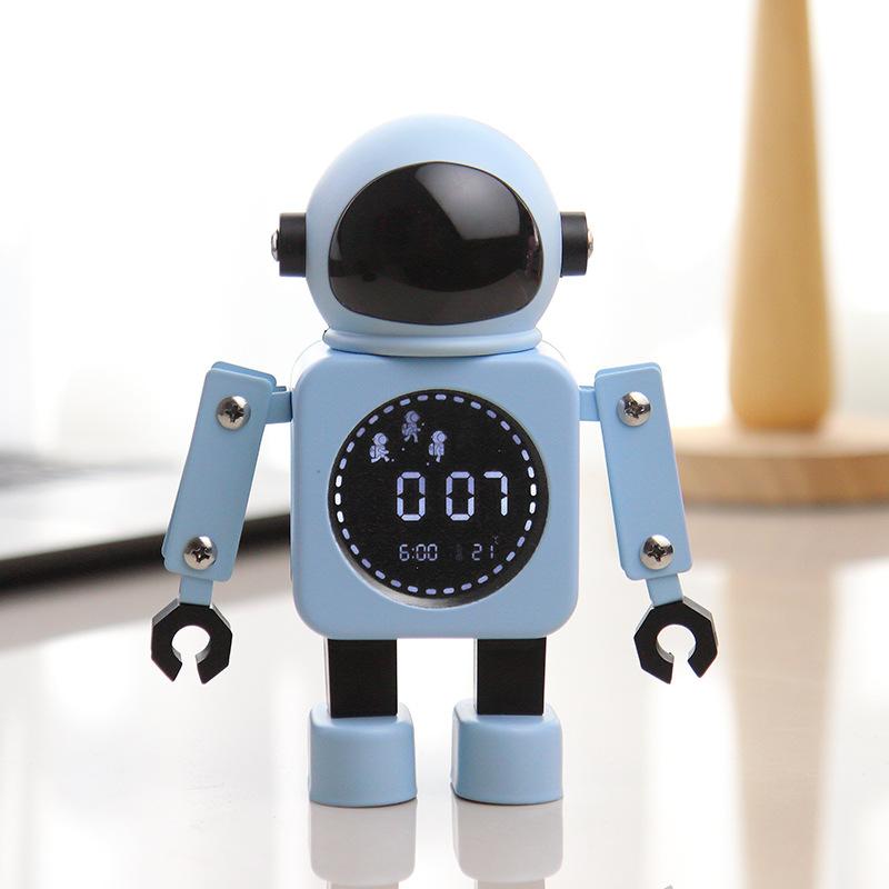 Digital Display Astronaut Metal Robot Luminous Intelligent Electronic Alarm Clock Student Children Bedside Mute Alarm Clock