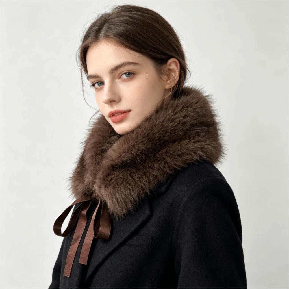 Solid Color Fur Collar Scarf Thicken Neck Warmer Scarf Fluffy Women Scarves Winter