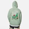 Li-Ning Badfive Grass And Wood Series Plant Print Hooded Pullover Long Sleeve Sweatshirt Unisex Tops Green AWDS657-2