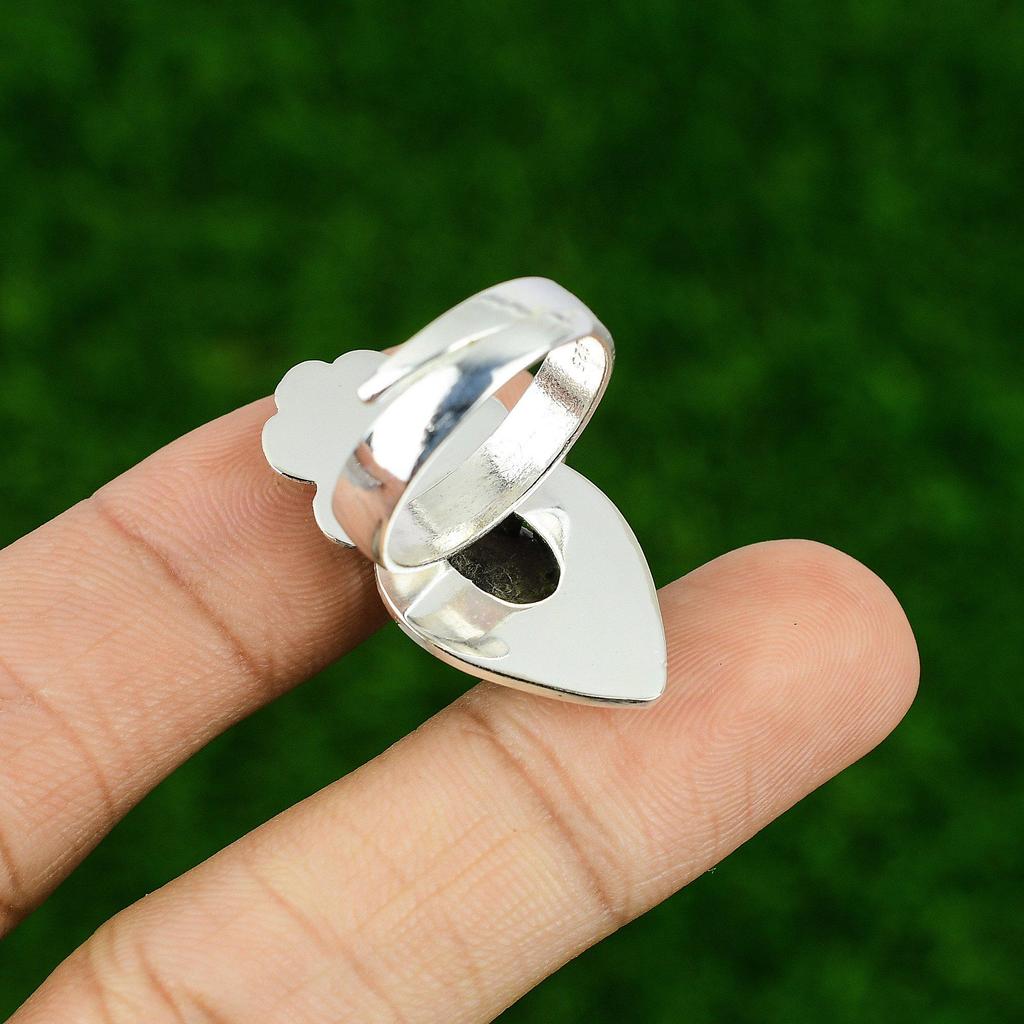 Natural African Amethyst 925 Silver Multi Stone Flower Adjustable Ring For Women