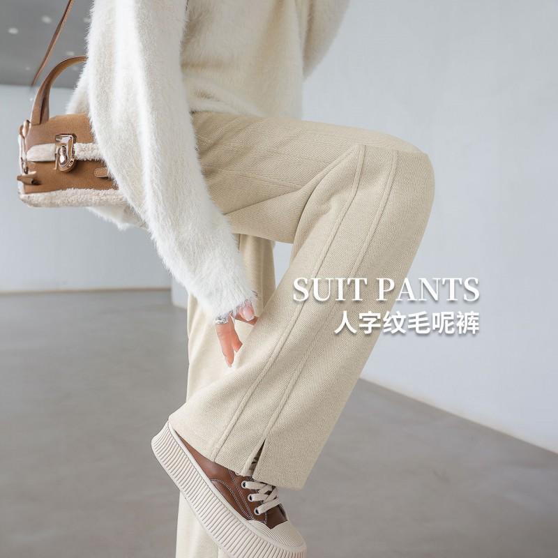Womens Wool Blend Wide Leg Trousers High Waist Straight Cut Warm Lined Fall Winter 2026