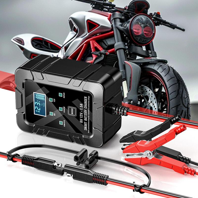 Battery Charger Maintainer 1.5A Automotive Charger Battery Maintainer Motorcycle Float Charger Desulfator For Lawn Mowers