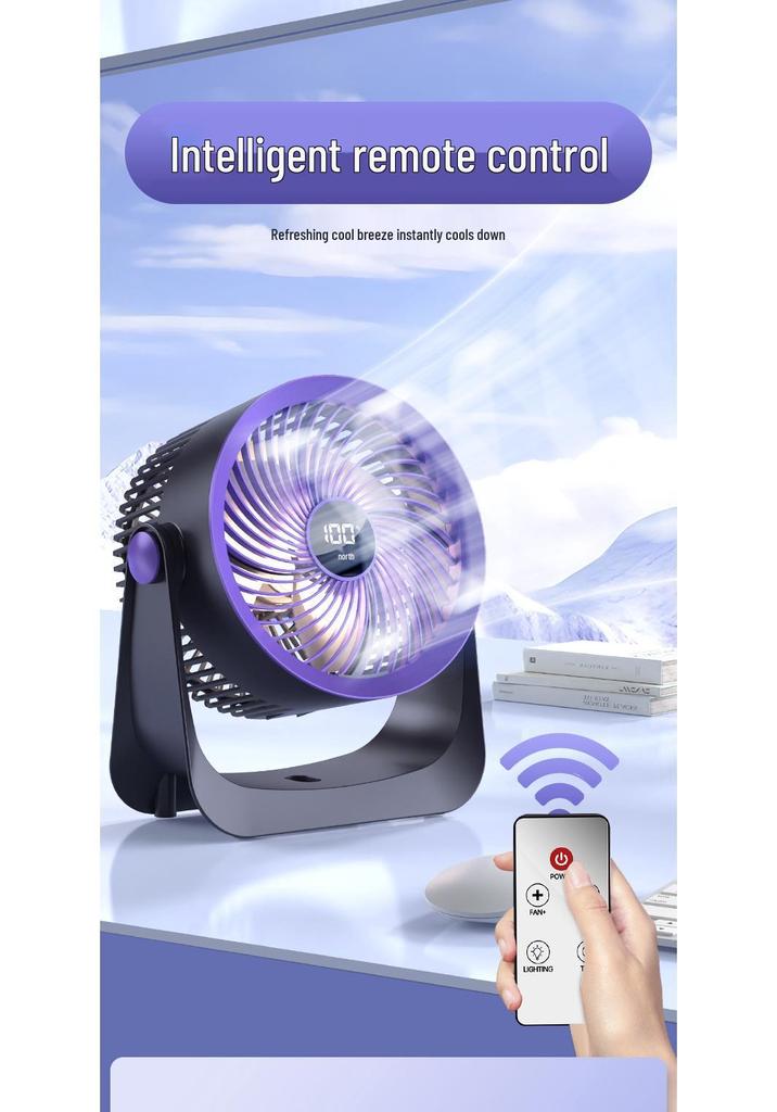 Compact Digital Display Wall-Mounted Desktop Fan with Light for Home, Dorm, or Office
