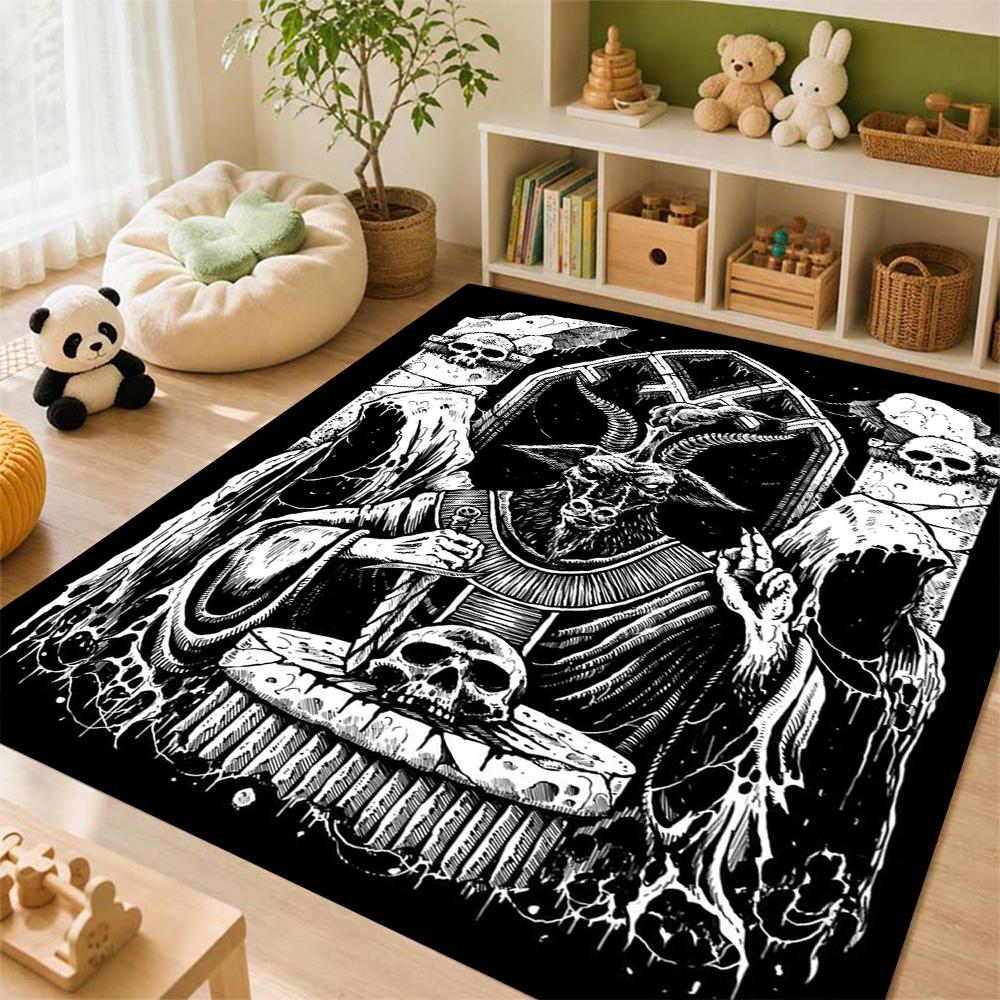 Five Elements Pentacle Double Moons Rectangular Rug Soft Texture Nonslip Carpet For Kids Bedroom Play Area Home Party Decor Holiday Gift