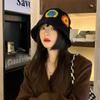 Handmade Knitted Flower Wool Hat for Women In Autumn and Winter Versatile Big Head Fisherman Hat for Winter Warm Face Small Pot Hat