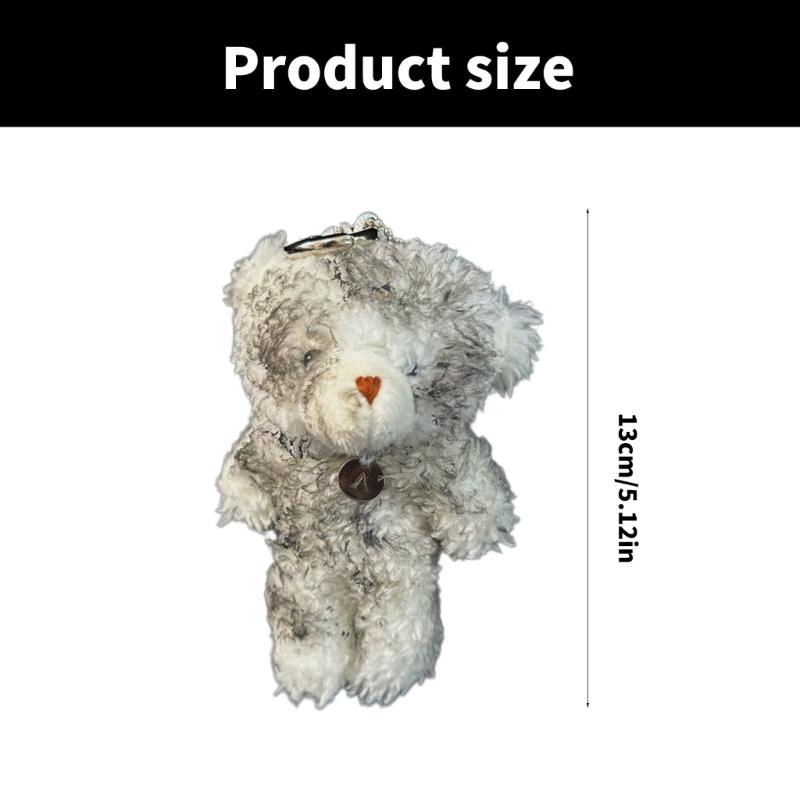 Fashionable Dirty Bear Keyring Ornament Plush Animal Keychain Backpack Pendant Stylish Bag Accessory for Women Girls