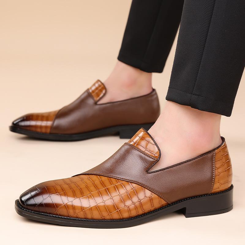 Trend New Men's Pointed Mix Patchwork Patent Leather Casual Shoes Designer Male Formal Wedding Dress Loafers Homecoming Footwear