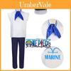 Costume Cosplay Uniforme da Soldato della Marina di One Piece Materiale Poliestere Bianco