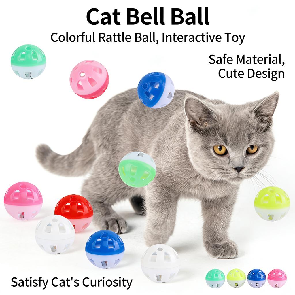 Interactive Cat Teaser Balls with Bells, Playful Pet Toys for Kittens
