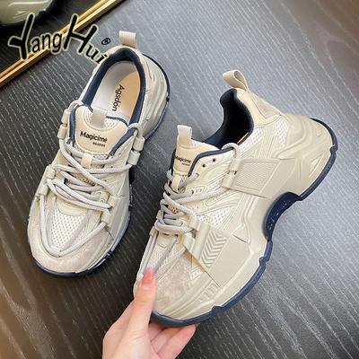 Retro All-match Thick Bottom Casual Platform Sneakers 2024 New Fashion Breathable Comfortable Anti-slip Sprots Shoes of Women