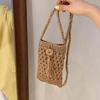 Female Vintage Straw Rope Hand-woven Crossbody Phone Bag Vacation Mini Purse