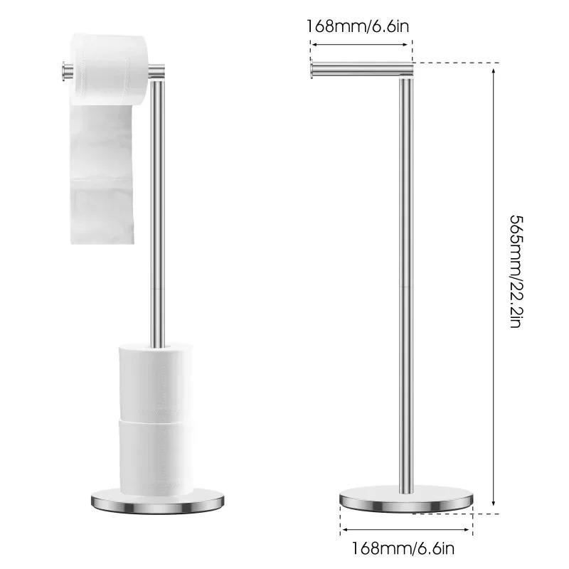 Bathroom Paper Towel Holder Stainless Steel Floor Standing Toilet Paper Holder Hole-less Bathroom Floor Standing Shelf