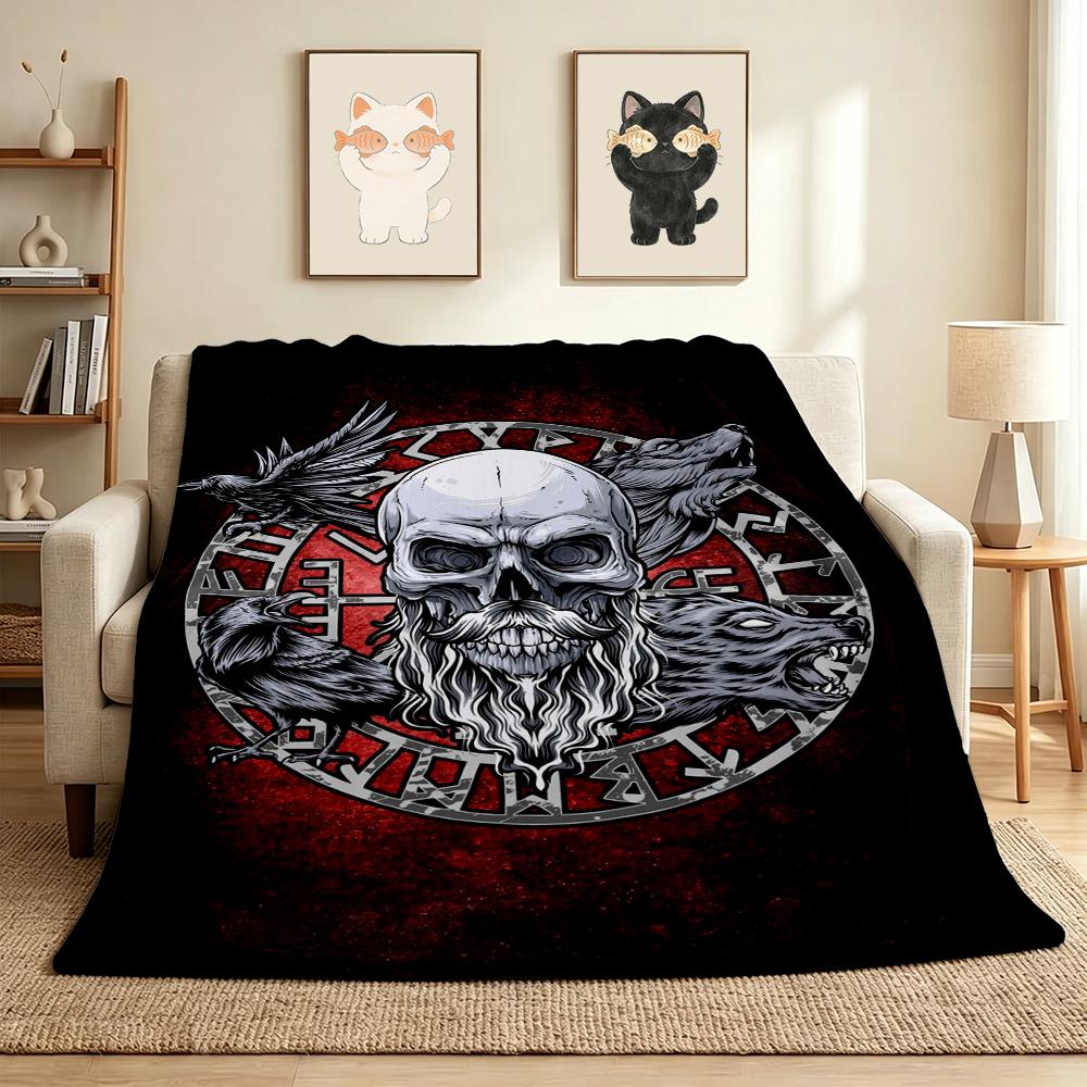 Skull Art Flannel Blanket Throw Blanket Soft Warm Sofa Bed Camping Car home Decor Unique Christmas Gift C9301686