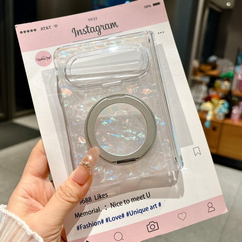 

Glitter Shell Pattern Case For Huawei Pura X Max 360° Rotatable Stand Magnetic Hinge Shockproof Mobile Phone Case Cover