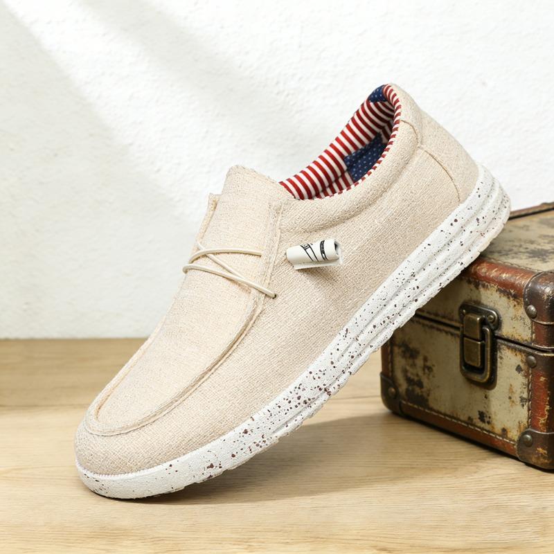 Men's Casual Canvas Shoes Linen Breathable Lazy Shoes Lightweight Galoshes