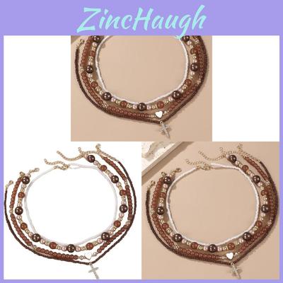 Punk Style Geometric Necklace With Heart Pendant And Pearl Layering For Womens Daily Wear