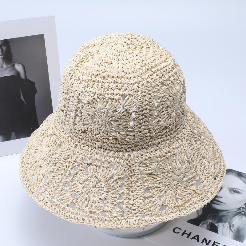 

JIAOXIU Korean Style Foldable Straw Crochet Sun Hat One Size