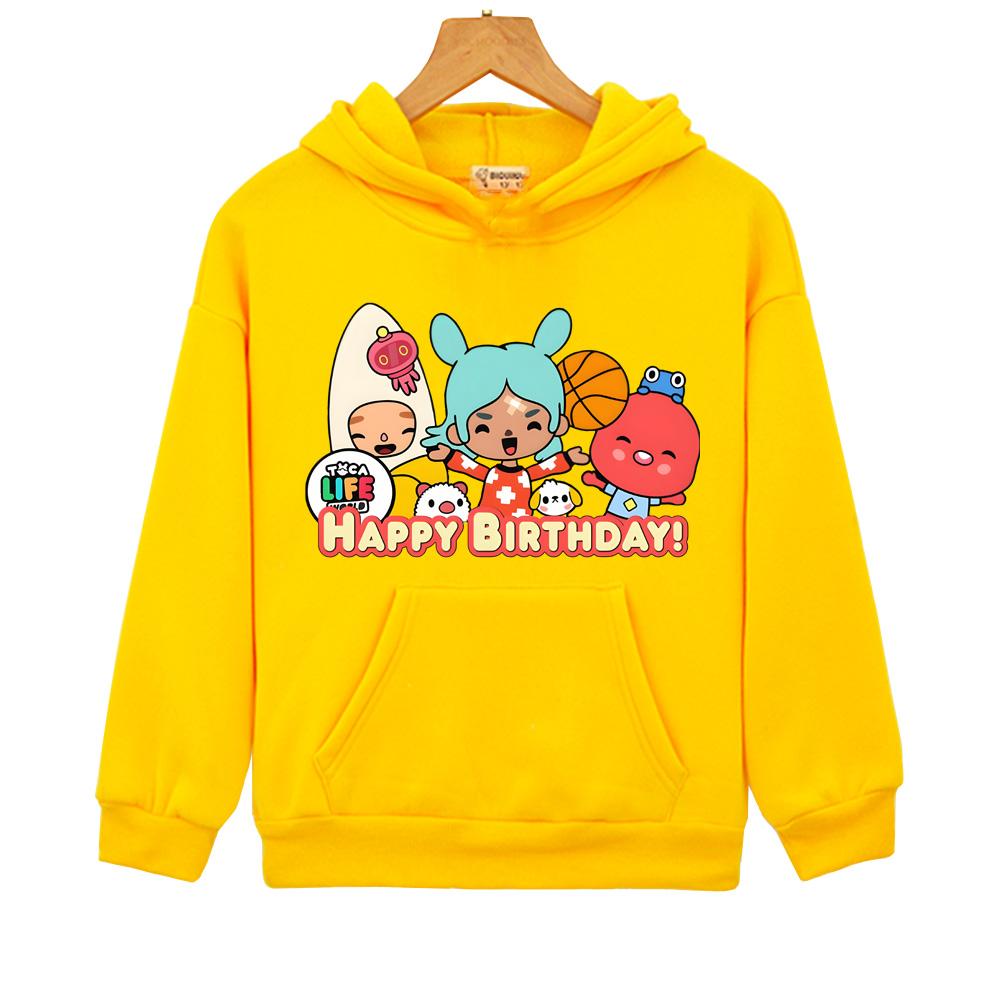 2026 New Toca Boca HAPPY BIRTHDAY! Hoodie for Boys Girls Kids Hoodies Cartoon Print Hoodie Children Clothing Clothes