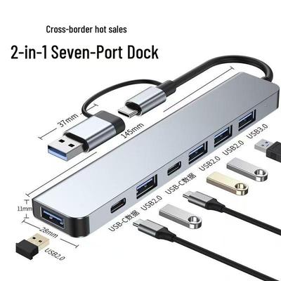 Dual-Head 7-in-1 USB 3.0 Multiport Type-C Hub Adapter