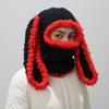Handmade knitted long-eared rabbit head cover hat balaclava thermal hat European and American ski cold ear protection hat