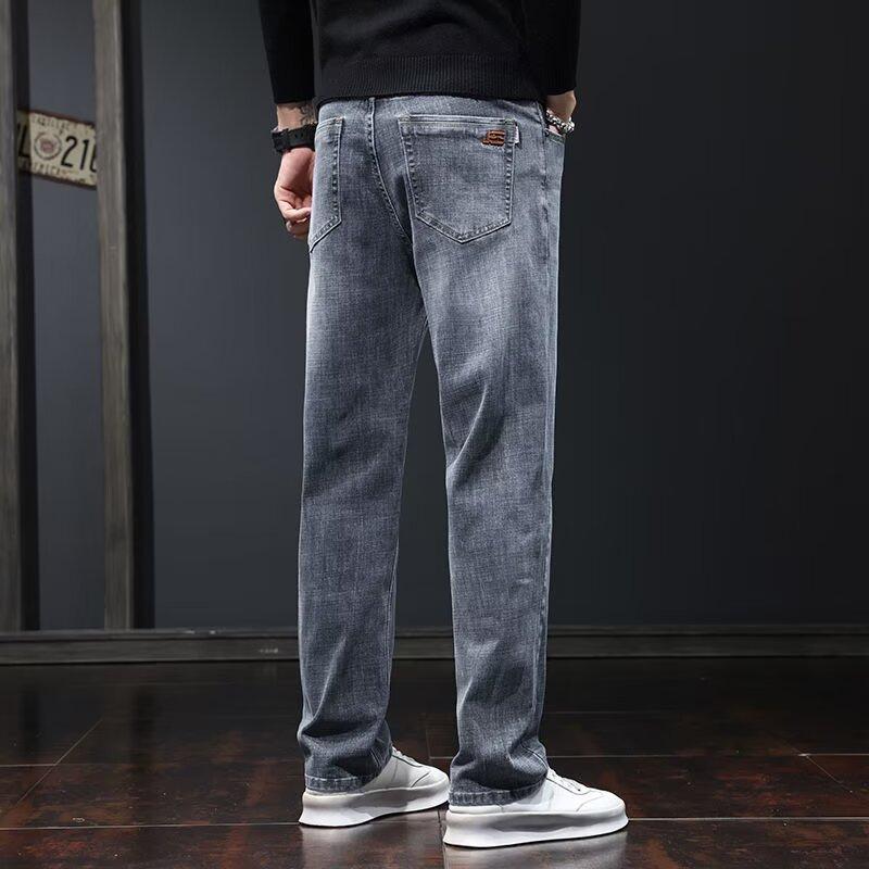 Light luxury jeans men's spring and autumn new trousers elastic loose versatile straight pants business casual pants men