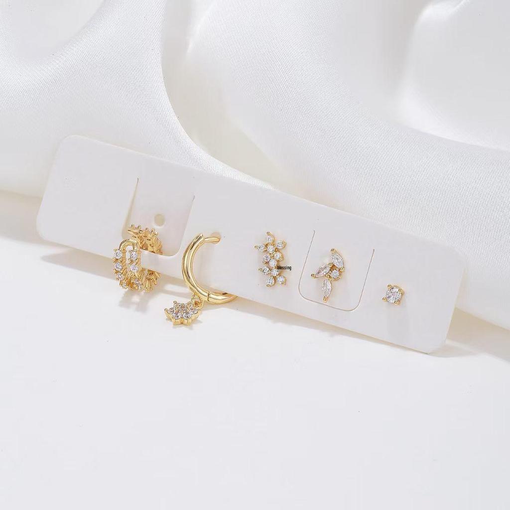 Minimalist Geometric Stud Earrings Set: European and American Style Niche Accessories for Women (5 Pieces)