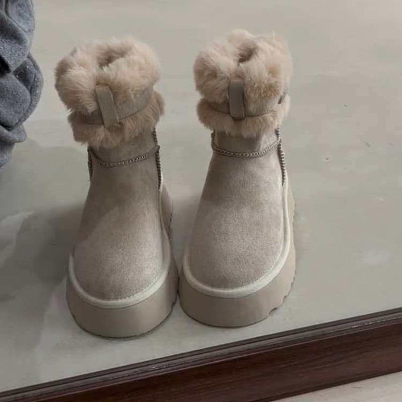 Women's Soft Elastic Winter Warm Winter Cold Padded Snow Boots Thick-soled Non-slip Wear-resistant Outdoor Leisure Sports Fur Cotton Boots