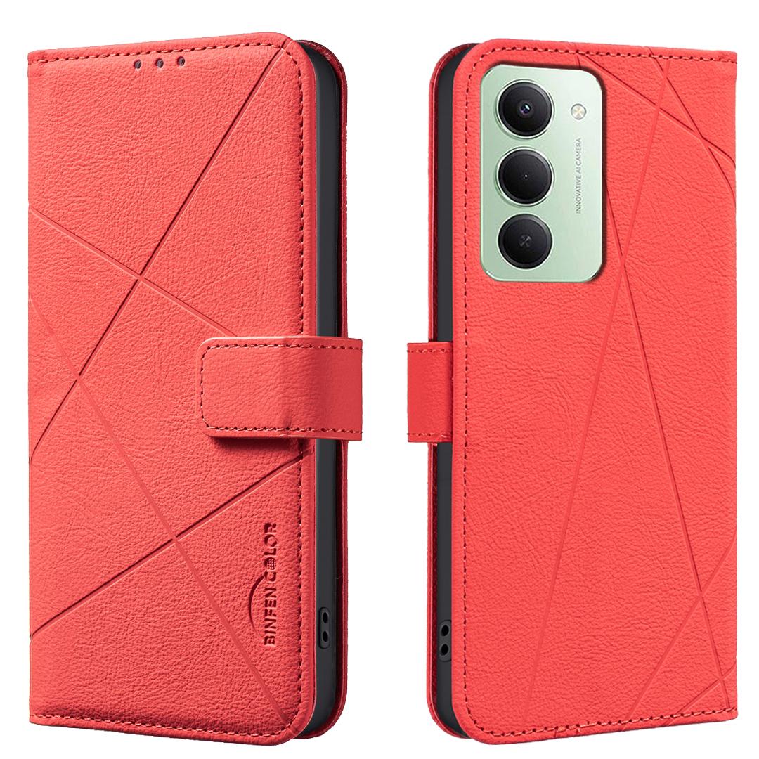 

Для Xiaomi Redmi 15 5G (Глобальний) (169мм) Чохол BINFEN COLOR BF35 Геометрія Витиснена Шкіряний Чохол для Телефона Гаманець з RFID-Блокуванням Підставка