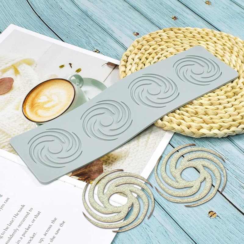 Geometric Pattern Mold, 3D Hollow Spiral Mold Silicone Fondant Candle Mold for Cake Cupcake Food Decorations (F_12x3.28x0.08inch)