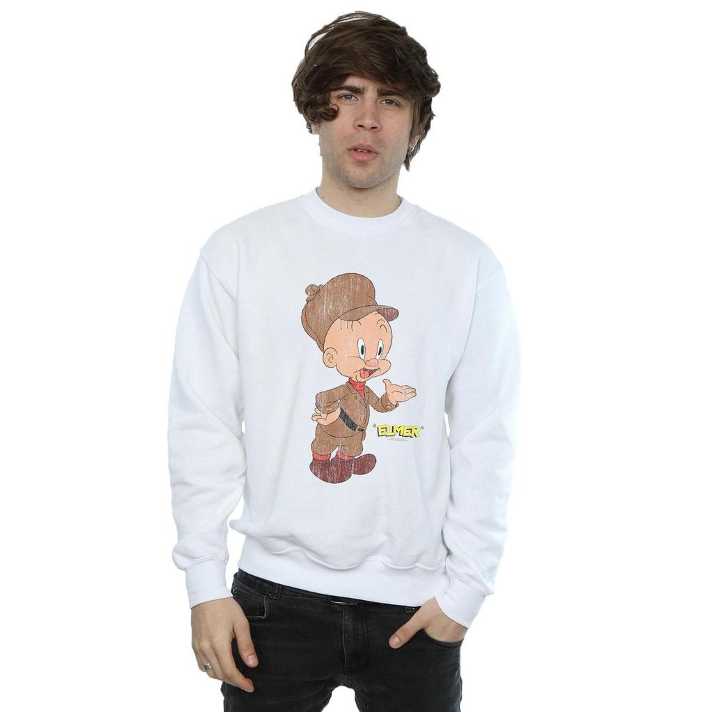 Looney Tunes Mens Elmer Fudd Distressed Sweatshirt