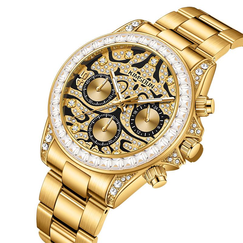 KIMSDUN New Men Quartz Watch Fashion Personalized Trendy Man Wristwatch Casual Steel Strap Quartz Watch for Men Waterproof Luminous