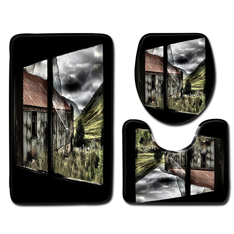 Architecture Bathroom Toilet Three-Piece Floor Mat Combination Set Household Door Mat Kitchen Water Absorbent Non-Slip Carpet
