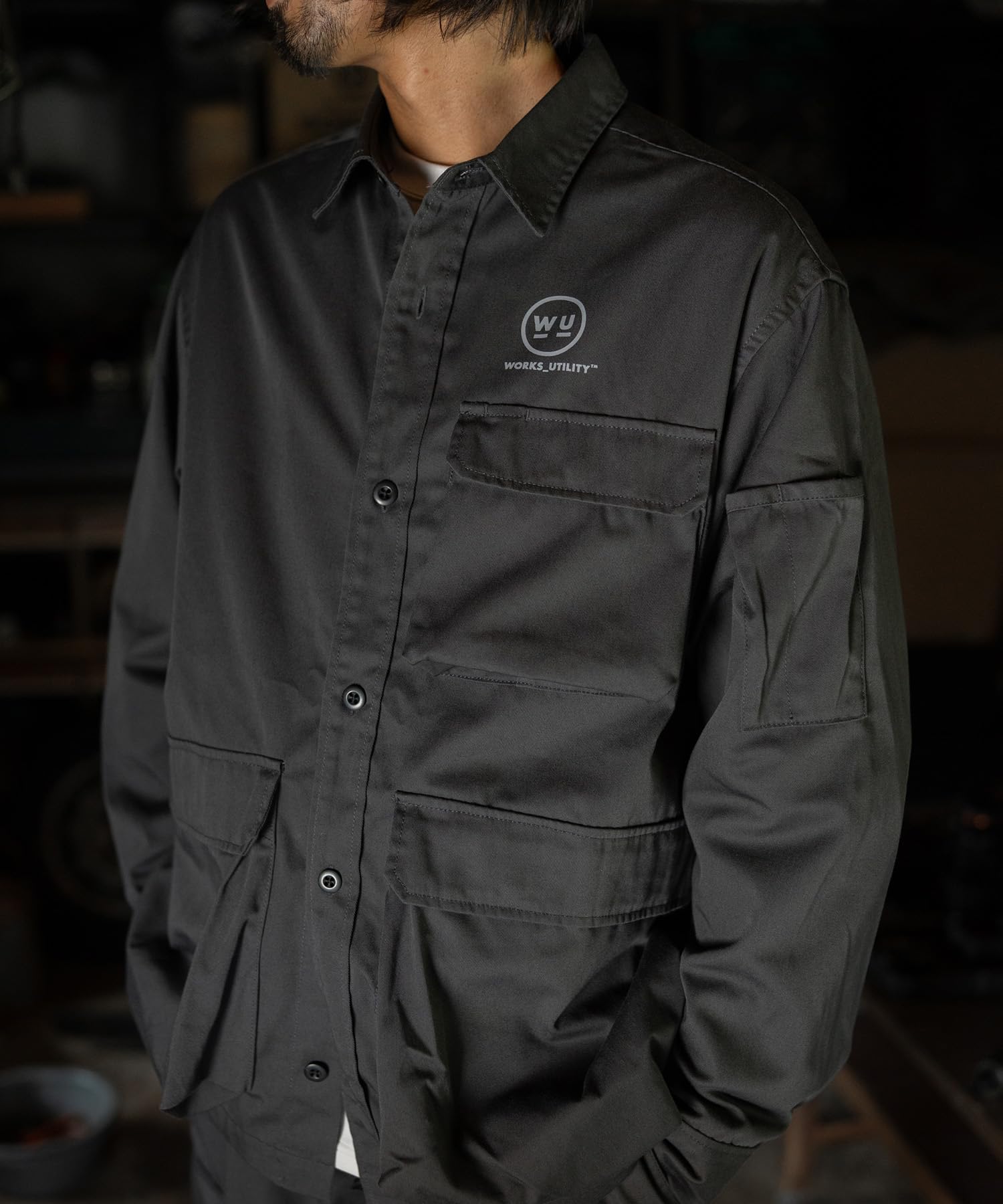 

GORDON MILLER WORKS_UTILITY VIBTEX Unisex Work Shirt, Size 2 (equivalent to JP L), Charcoal Gray, 1767073