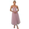 Women Mesh Swing Cocktail Dress Sleeveless Spaghetti Strap A Line Tulle Dress Formal Wedding Guest Dress