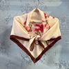 Retro Floral Japanese Style Cotton Linen Square Scarf - Women's Fashionable High-End Versatile Silk Feel Scarf