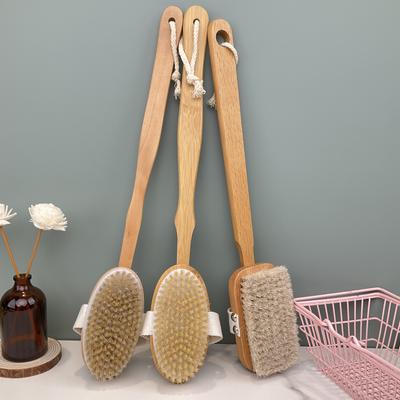 Charming Long Handle Detachable Natural Boar Bristles Bath Brush Exfoliating Massage Back Scrubber Dry Brushes for Skin Product