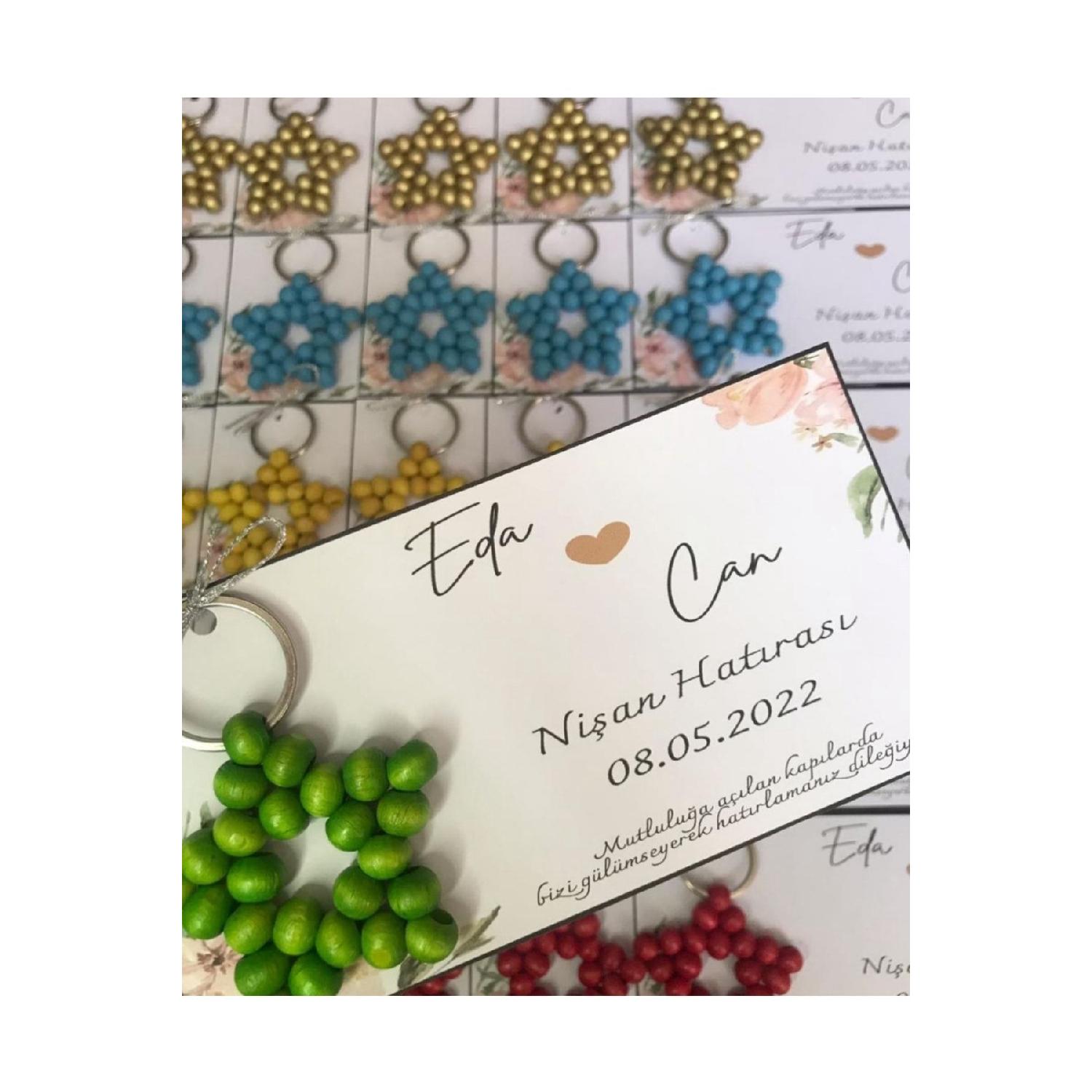 

Деревянный брелок со звездой из бисера (30шт)