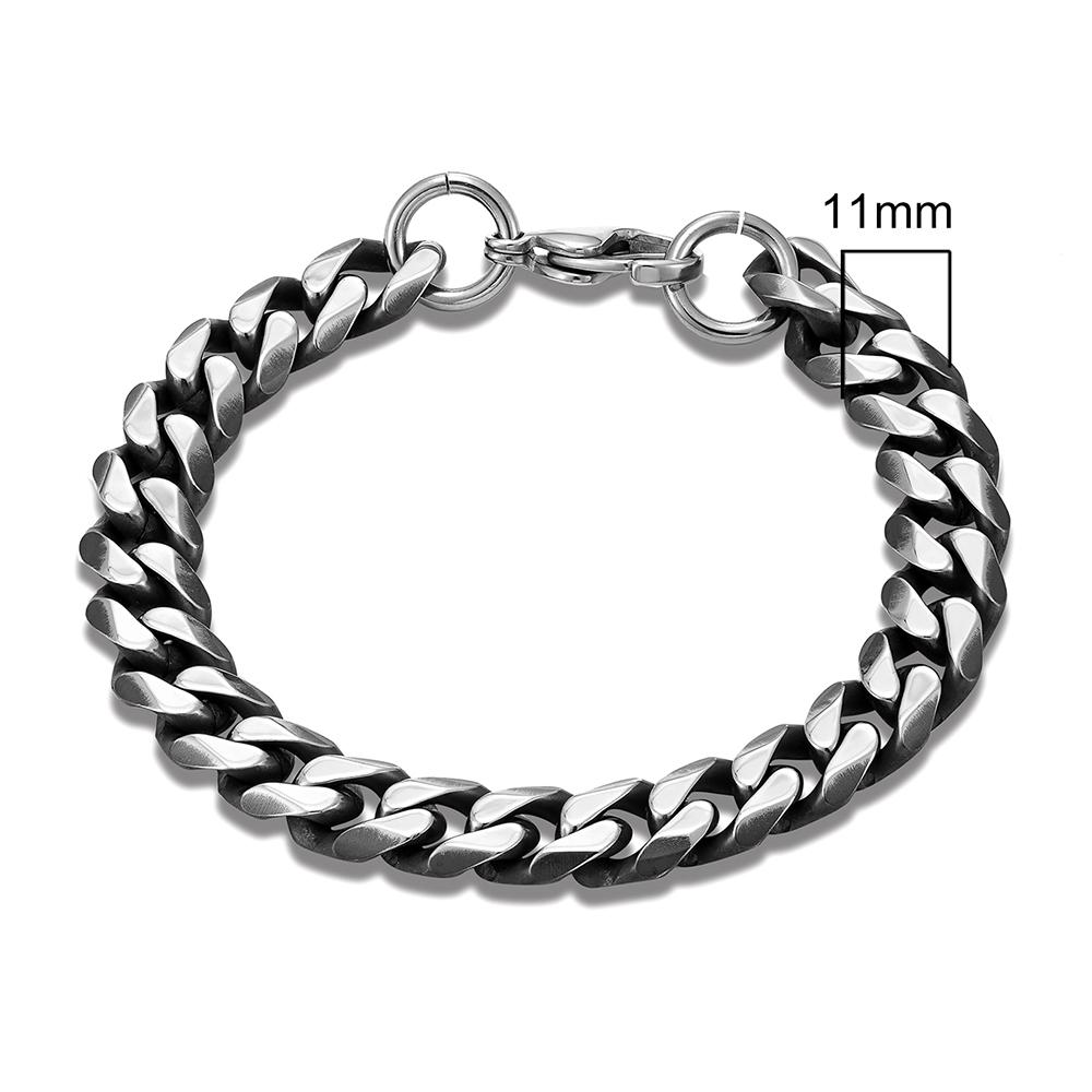 Punk Vintage Oxidized Black 3-11mm Stainless Steel Dainty Curb Cuban Link Chain Bracelets for Women Stacking Jewelry