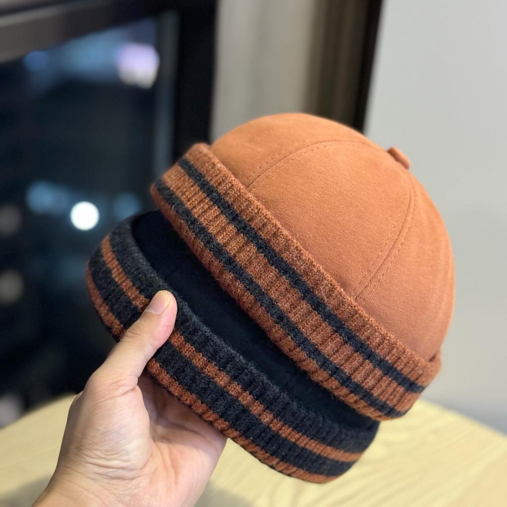 Korean Style Knitted Retro Melon Skin Hat for Men and Women in Autumn and Winter Hip Hop Yuppie Street Kittens Versatile Baotou Landlord Hat