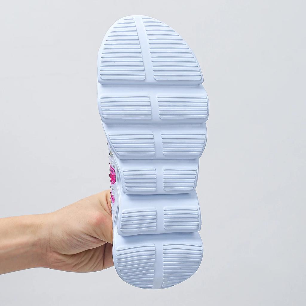 Women's Print Flower Platform Sneakers Crystal Lightweight Running Shoes for Women Breathable Knitting Sports Shoes Woman 2025