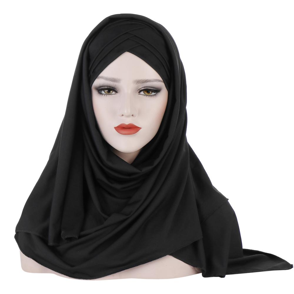 muslim jersey instant hijab scarf for women femme musulman ready to wear hijabs underscarf cap and headscarf two in one