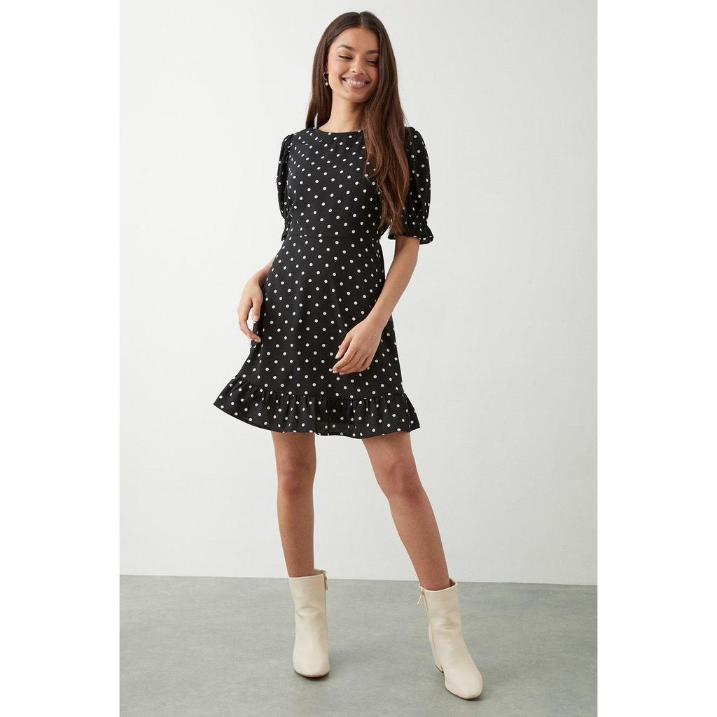 Dorothy Perkins Womens/Ladies Spotted Ruffle Hem Petite Mini Dress